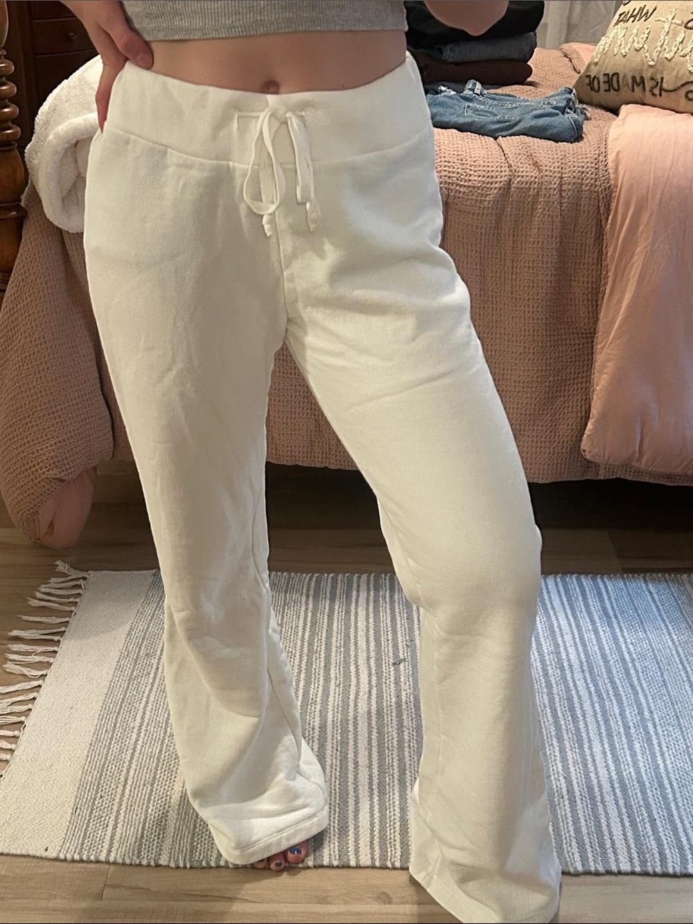 John Galt White Flared Sweatpants